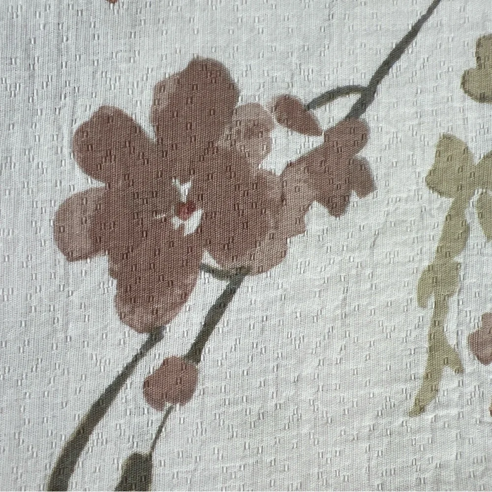 Le Printemps Floral Shower Curtain - Multi Color with Lace Trim - 100% Cotton